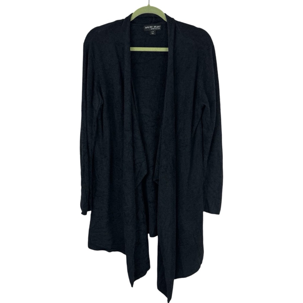 Barefoot Dreams Long Open Front Cardigan size L/XL Black Soft Lounge - Picture 2 of 9